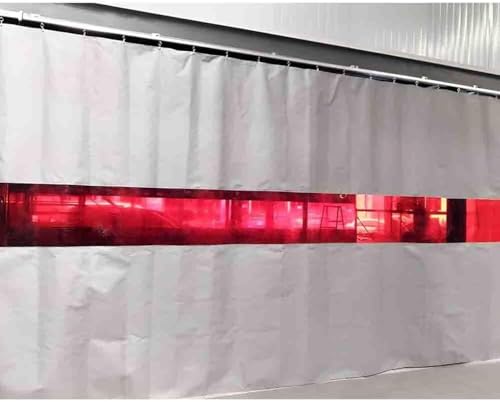 KIJyfgTR Industrieller Schweißvorhang mit rotem Sichtfenster – flammhemmender Arbeitsbereichsteiler for Lagerhallen und Geschäfte(1.7x2 m/5.6x6.6 ft) von KIJyfgTR