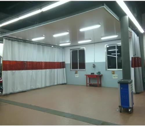 KIJyfgTR Industrieller Trennvorhang, geschweißter Bildschirm for Garagen und Werkstätten zu Hause, silikonbeschichtete Decke mit rotem Sichtfenster(4.5X2.5M) von KIJyfgTR