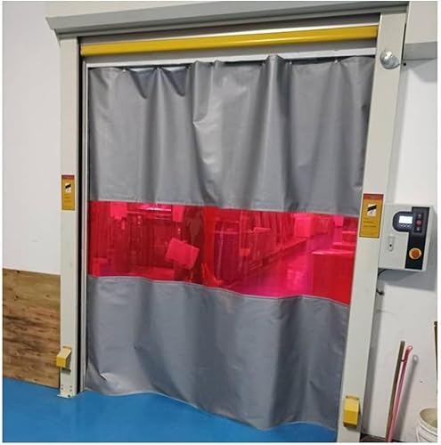 KIJyfgTR Schweißerschutzvorhang, Schweißertrennwand mit rotem Sichtfenster - Fiberglas - schwer entflammbar - Werkstätten, Industriegelände(8X3M) von KIJyfgTR