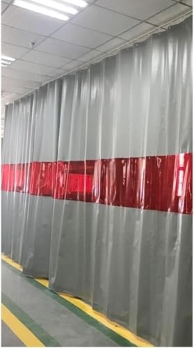 KIJyfgTR Schweißerschutzvorhang mit rotem Sichtfenster, Schweißerschutzdecke mit Ösen - Maschinenräume, Werkstätten(7.5X2.5M) von KIJyfgTR