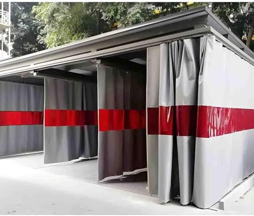 KIJyfgTR Schweißerschutzwände - Wärmedämmung, Industrie-Schweißervorhänge mit roten transparenten Fenstern, flammhemmende Schweißerdecken for Werkstätten(2x2 m/6.6x6.6 ft) von KIJyfgTR