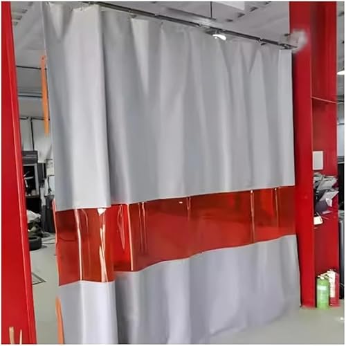 KIJyfgTR Schweißvorhänge mit Sichtfenstern, Industrielle Schweißvorhänge mit Ösen, Feuerhemmende Garagentrennwände for Lagerhallen, Werkstätten(1.2x2 m/3.9x6.6 ft) von KIJyfgTR