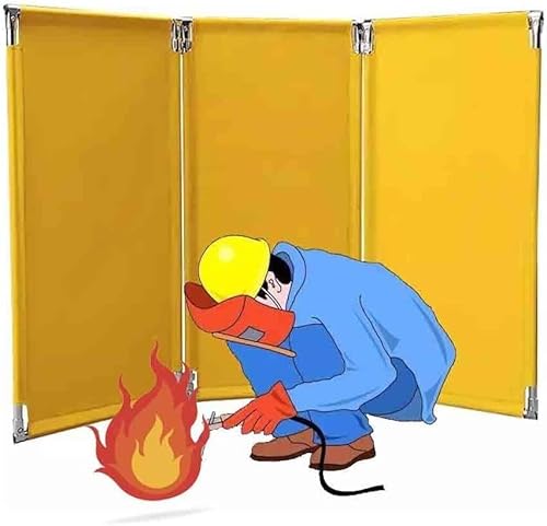 KIJyfgTR Sichtschutzwände mit Metallrahmen, flammhemmende Schweißvorhänge for Werkstätten, Industrie- und Gewerbeflächen (3er-Pack)(58x110 cm) von KIJyfgTR