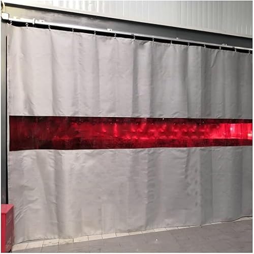 KIJyfgTR Silikonbeschichtet; Fiberglas, 20 mil (0,5 mm) Schweißvorhänge for Aufhängen mit flammhemmenden roten Fenstern, Serverräume, Werkstätten(5X2.5M/16.4x8.3FT) von KIJyfgTR