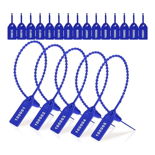 KIKAPA Kunststoff-Manipulationssiegel, Sicherheitsetiketten, Sicherheitsetiketten, nummerierte Kabelbinder, Etiketten, blau, einfache Installation, einfach zu bedienen, 1000 Stück KIKAPA Kunststoff-Manipulationssiegel, Sicherheitsetiketten, Sicherheitsetiketten, nummerierte Kabelbinder, Etiketten, blau, einfache Installation, einfach zu bedienen, 1000 Stück von KIKAPA