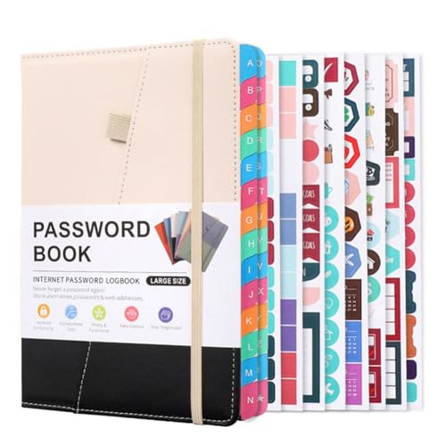 KIKAPA Passwort-Schutzbuch mit alphabetischen Registerkarten für Senioren, Passwort-Notizbuch für Internet, Website, Adress-Log-in-Detail, D, einfach zu bedienen, ca. 21,3 x 15 cm von KIKAPA