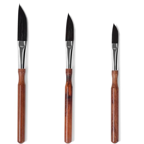Dolchpinsel-Set, 3 Größen, abgewinkelter Pinsel, Kunsthaar, Kunsthaar, Kunstpinsel für Acryl/Öl/Aquarell, Schwertstreifer, Aquarell-Pinsel-Set von KIKIGOAL