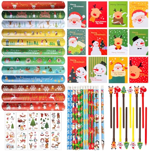 58 Stück Weihnachten Party Mitgebsel, Weinachts Geschenke Kinder Spielzeug, Weihnachten Mini Notizblöcke/Weihnachtsgel Tinte Stifte/Weihnachten Bleistifte/Weihnachten Scharmband/Weihnachten Tattoo 58 Stück Weihnachten Party Mitgebsel, Weinachts Geschenke Kinder Spielzeug, Weihnachten Mini Notizblöcke/Weihnachtsgel Tinte Stifte/Weihnachten Bleistifte/Weihnachten Scharmband/Weihnachten Tattoo von KIKVTER