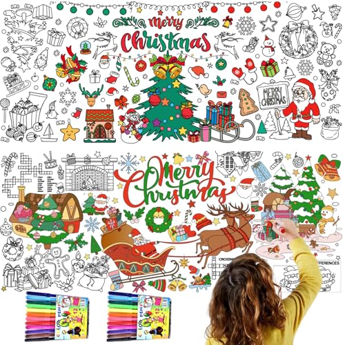 Ausmal Tischdecke Weihnachten, 182cm x 78cm Papiertischdecke Weihnachten, Ausmaltischdecke Kinder, Ausmaltischdecke für Kinder, Ausmaltischdecke Weihnachten, Basteln Weihnachten Kinder Geschenk Ausmal Tischdecke Weihnachten, 182cm x 78cm Papiertischdecke Weihnachten, Ausmaltischdecke Kinder, Ausmaltischdecke für Kinder, Ausmaltischdecke Weihnachten, Basteln Weihnachten Kinder Geschenk von KIKVTER
