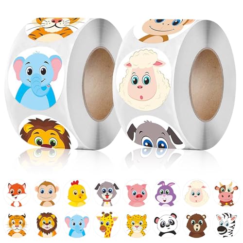 KIKVTER Aufkleber Kinder Rolle, 1000 Stück Tieraufkleber Runde, Animal Sticker Rolle, Cartoon Tiere Belohnungsaufkleber Selbstklebende, Kinder Lehrerpreis Motivation Aufkleber Dekoration Aufkleber KIKVTER Aufkleber Kinder Rolle, 1000 Stück Tieraufkleber Runde, Animal Sticker Rolle, Cartoon Tiere Belohnungsaufkleber Selbstklebende, Kinder Lehrerpreis Motivation Aufkleber Dekoration Aufkleber von KIKVTER