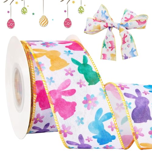 KIKVTER Schleifenband Ostern, Hase, Ostern Deko, Osterhasenbänder mit Drahtrand, Geschenkverpackungsbänder für Oster-Party, Ostergeschenke, Schleifen, Ostern Bänder für Osterdekoration DIY Handwerk KIKVTER Schleifenband Ostern, Hase, Ostern Deko, Osterhasenbänder mit Drahtrand, Geschenkverpackungsbänder für Oster-Party, Ostergeschenke, Schleifen, Ostern Bänder für Osterdekoration DIY Handwerk von KIKVTER