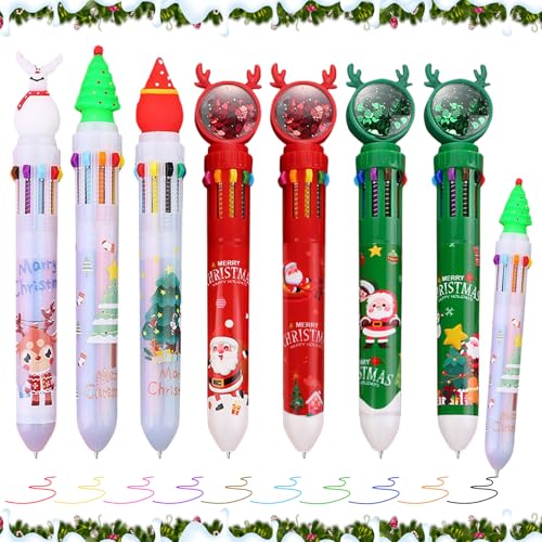 KIKVTER Weihnachts Kugelschreiber, 7 Stück Weihnachten Kugelschreiber, 10-in-1 Mehrfarbiger Einziehbarer Shuttle Stift, Weihnachtskugelschreiber, Weihnachtsbaum Schneemann Weihnachtsmann Tintenroller KIKVTER Weihnachts Kugelschreiber, 7 Stück Weihnachten Kugelschreiber, 10-in-1 Mehrfarbiger Einziehbarer Shuttle Stift, Weihnachtskugelschreiber, Weihnachtsbaum Schneemann Weihnachtsmann Tintenroller von KIKVTER