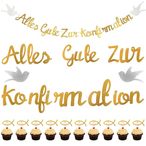 Kommunion Girlande Alles Gute zur Konfirmation Banner Girlande Gold Glitzer Deko Taufe Konfirmation Papiergirlande Dekobanner Hängedeko für Taufe Party, Kommunion Deko, Deko Kommunion Kommunion Girlande Alles Gute zur Konfirmation Banner Girlande Gold Glitzer Deko Taufe Konfirmation Papiergirlande Dekobanner Hängedeko für Taufe Party, Kommunion Deko, Deko Kommunion von KIKVTER