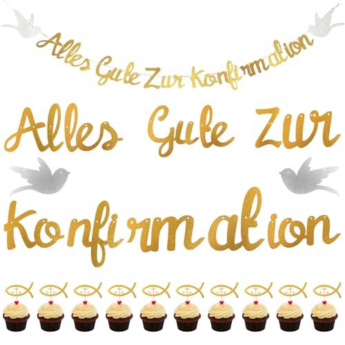 Kommunion Deko, Tortendeko Kommunion, Taufe Kommunion Dekoration, Deko Konfirmation Mädchen, Deko Kommunion Junge, Kommunion Kuchen Deko Torte Tortenstecker Set für Erstkommunion Deko Junge Mädchen von KIKVTER