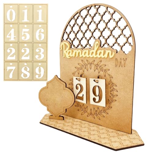 Ramadan Kalender, Eid Mubarak Kalender, Ramadan Dekorationen Countdown-Kalender für Zuhause, Ramadan Dekoration Aus Holz, Ramadan aus Holz Countdown-kalender Ornament, Ramadan Geschenke für Kinder von KIKVTER
