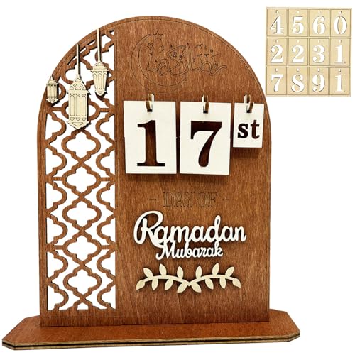 Ramadan Kalender, Eid Mubarak Kalender, Ramadan Dekorationen Countdown-Kalender für Zuhause, Ramadan Dekoration Aus Holz, Ramadan aus Holz Countdown-kalender Ornament, Ramadan Geschenke für Kinder von KIKVTER