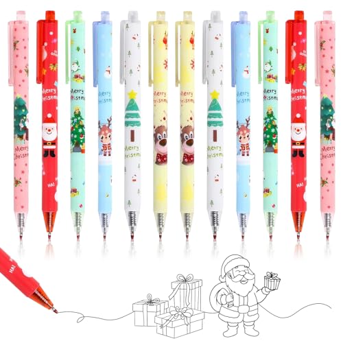 Weihnachten Kugelschreiber, 12 Stück Weihnachtskugelschreiber, Einziehbare Kugelschreiber, Gelschreiber Weihnachten, Nette Rollerball Kugelschreiber für Weihnachten Party Geschenk Büro Schulbedarf Weihnachten Kugelschreiber, 12 Stück Weihnachtskugelschreiber, Einziehbare Kugelschreiber, Gelschreiber Weihnachten, Nette Rollerball Kugelschreiber für Weihnachten Party Geschenk Büro Schulbedarf von KIKVTER
