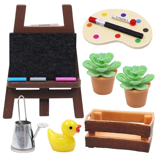Wichtel Zubehör, Wichtel Zubehör Weihnachten, Miniatur Wichtel Zubehör Mal Kunst Set für Weihnachten Wichteltür Deko und 1/12 Puppenhaus,DIY Wichtelzubehör Staffelei Kleine Ente Topfpflanze Gießkanne Wichtel Zubehör, Wichtel Zubehör Weihnachten, Miniatur Wichtel Zubehör Mal Kunst Set für Weihnachten Wichteltür Deko und 1/12 Puppenhaus,DIY Wichtelzubehör Staffelei Kleine Ente Topfpflanze Gießkanne von KIKVTER