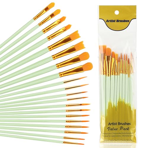 20 Stück Künstlerpinsel, Pinselset,Premium Nylon Acrylfarben Pinsel,Hölzernen Griff Pinsel Künstler Satz,Malerei Ölfarben Brush Set,für Malliebhaber,Anfänger,Aquarellpinsel,-grün 20 Stück Künstlerpinsel, Pinselset,Premium Nylon Acrylfarben Pinsel,Hölzernen Griff Pinsel Künstler Satz,Malerei Ölfarben Brush Set,für Malliebhaber,Anfänger,Aquarellpinsel,-grün von KILDOWS