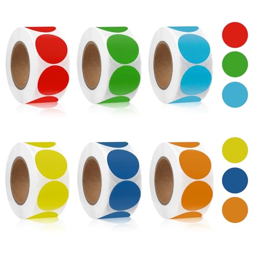 KILDOWS 3000 Stück Klebepunkte Bunt, 25 mm Farbige Markierungspunkte 6 Rollen, Runde Aufkleber 6 Farben, Rund Etiketten Sticker für Büro KILDOWS 3000 Stück Klebepunkte Bunt, 25 mm Farbige Markierungspunkte 6 Rollen, Runde Aufkleber 6 Farben, Rund Etiketten Sticker für Büro von KILDOWS