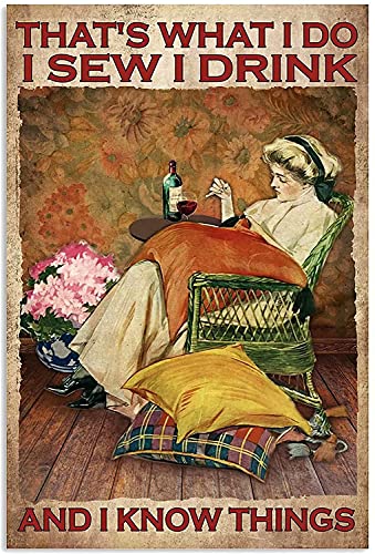 KILSPU Metall-Blechschild mit Aufschrift "I Sew I Drink and I Know Things", Vintage-Stil, Eisenmalerei für Zuhause, Schlafzimmer, Café, Küche, 20,3 x 30,5 cm KILSPU Metall-Blechschild mit Aufschrift "I Sew I Drink and I Know Things", Vintage-Stil, Eisenmalerei für Zuhause, Schlafzimmer, Café, Küche, 20,3 x 30,5 cm von KILSPU