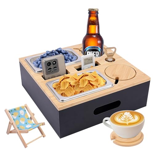 KIMIGO Couchbar Snackbox, Sofa Tablett,Mit Snackschalen Aus Edelstahl,mit Abnehmbarer Deckel, Couch Tablett, Snackbox mit Fächern, Sofatablett für Couch, Schlafzimmer & Wohnmobil KIMIGO Couchbar Snackbox, Sofa Tablett,Mit Snackschalen Aus Edelstahl,mit Abnehmbarer Deckel, Couch Tablett, Snackbox mit Fächern, Sofatablett für Couch, Schlafzimmer & Wohnmobil von KIMIGO