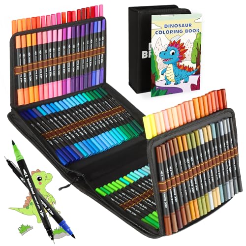 KIMIGO Dual Brush Pen Set,120 Farben Filzstifte Set,Fineliner und Pinselstifte Set mit Schwarzer Tragetasche und Malbücher,Pinselstifte Marker Aquarell Stifte Für Kinder und Erwachsene KIMIGO Dual Brush Pen Set,120 Farben Filzstifte Set,Fineliner und Pinselstifte Set mit Schwarzer Tragetasche und Malbücher,Pinselstifte Marker Aquarell Stifte Für Kinder und Erwachsene von KIMIGO