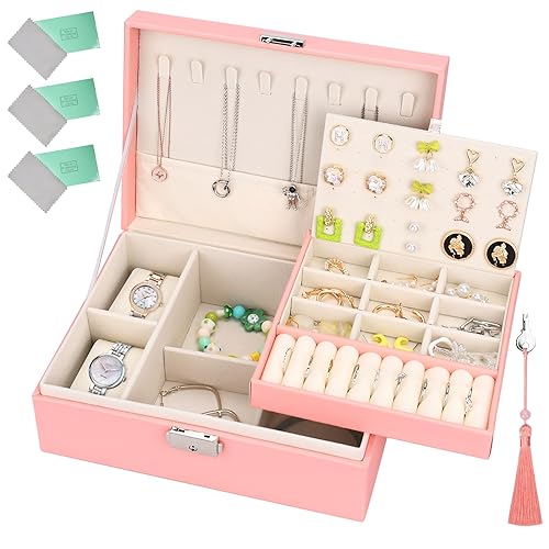 KIMIGO Schmuckkästchen,2-schichtige Schmuckschatulle,jewelry organizer,PU-Leder Aufbewahrungskoffer für Ringe Ohrringe Armbänder Halsketten Schmuck Veranstalter Geschenkbox für Mädchen KIMIGO Schmuckkästchen,2-schichtige Schmuckschatulle,jewelry organizer,PU-Leder Aufbewahrungskoffer für Ringe Ohrringe Armbänder Halsketten Schmuck Veranstalter Geschenkbox für Mädchen von KIMIGO