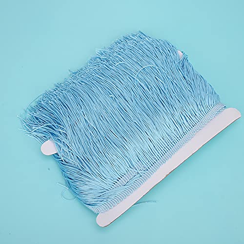 10 Yards Quasten, Trimmrandspitze für Kleidung Accessoires 10yd 14 Cm Langes Lateinisches Kleid Polyester & Verzierungen und W DIY Lampen Schattendekoration (14 Cm / 5,5 Zoll) Band (Himmelblau) von KIMISS