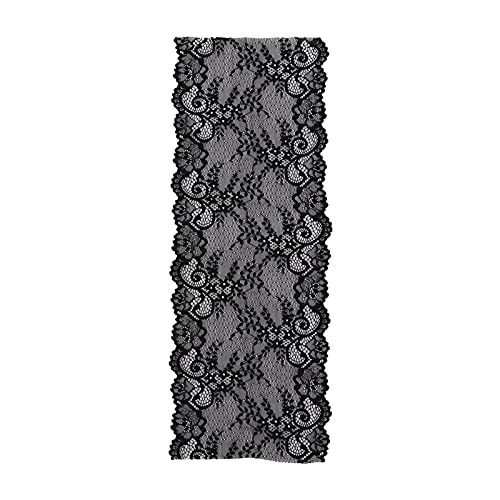 10 Yards Spitze, Band 18 Cm Breiter Einzigartiger Stil Weich Verdickter Zierstoff Stoff Gesticktes Kleidungszubehör für Dekorierte Kleidung Hosen (BLACK) von KIMISS