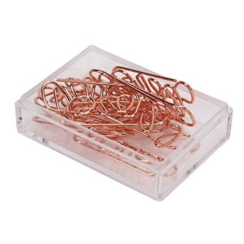 100pcs, Papierklammern Roségold Einzigartige Form Elektroplierendes Clamp/Holder Netter Metall Herzförmige Clips, Klemmen und Ringe Prozess Leichtes Tragbares Papierklamm mit Speicherbox Spezial von KIMISS