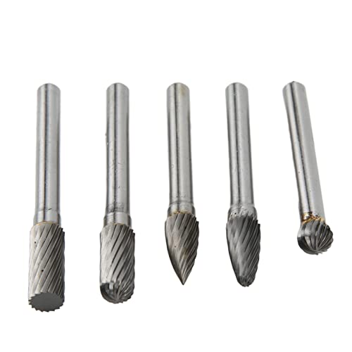 5pcs Tungsten -Carbid - Burr -Datei mit 6 Mm Schaft für Holzbearbeitung, Metallbearbeitung und Schmuckschnitze - Präzisionsschneidwerkzeuge für Mahlen und S (ACDFG) von KIMISS