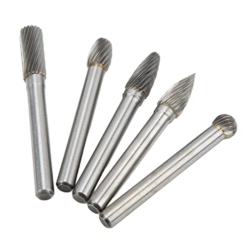 5pcs Tungsten -Carbid - Burr -Datei mit 6 Mm Schaft für Holzbearbeitung, Metallbearbeitung und Schmuckschnitze - Präzisionsschneidwerkzeuge für Mahlen und S (ADEFG) von KIMISS