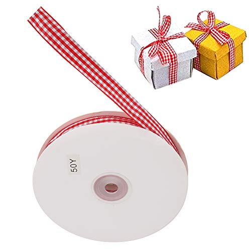 Gingham Ribbon, Kariertes Checkte Band für Bowknot 50 Yards/Rollherstellung Handwerk Gingham Ribbon Trim & Verzierungen Kleidung Dekoration Accessoires DIY (rot und weiß) von KIMISS