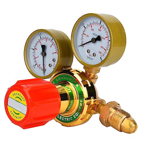 Hochwertiger Acetylenregler G5/8 CGA580, 60# Kupfer, 5/8 Außengewinde, für Schweiß- und Schneidanwendungen (60# Export Acetylen 5/8 Außenzähne) von KIMISS