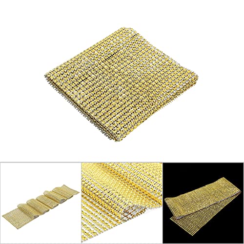 KIMISS 24 Zeilen Silber R Stone Mesh Ribbon füR Hochzeits- und Partydekorationen-4,7 "breit, 35,4" Lang, Blos und Trimm-zu-Größe (GOLD) von KIMISS