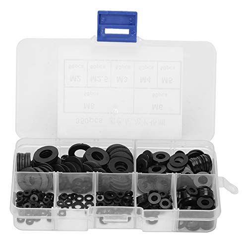 KIMISS 350pcs Schwarzer Nylon -Flachwasch -Set, Verschiedene Dichtungskit mit 7 Größen M2, M2.5, M3, M4, M5, M6, M8 Schrauben und Schrauben für Kunststoffabstecker KIMISS 350pcs Schwarzer Nylon -Flachwasch -Set, Verschiedene Dichtungskit mit 7 Größen M2, M2.5, M3, M4, M5, M6, M8 Schrauben und Schrauben für Kunststoffabstecker von KIMISS