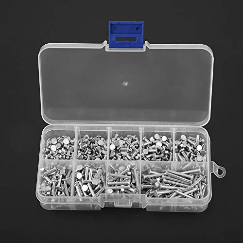 KIMISS 450pcs Flat Head Aluminiumnieten M2,5 M2,5-Nieten Set, 3 Mm-20mm Länge Sortiment für Verschiedene Anwendungen von KIMISS