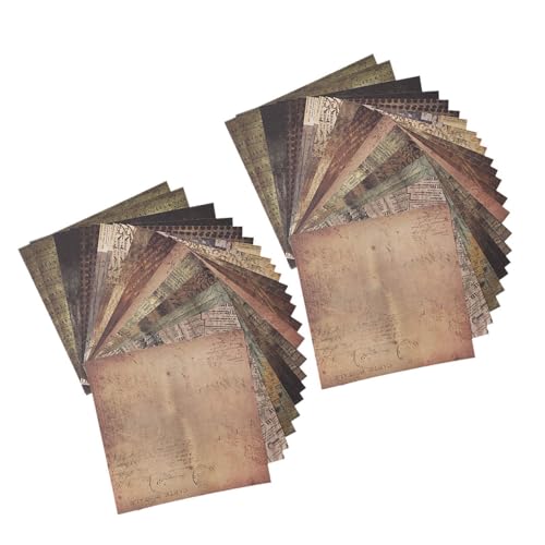 KIMISS 48 Blatt DIY Scrapbook-Papieralbum, Birkenholzmaserung, 8x8 Creme & Herbst-Scrapbooking-Blöcke, Vintage-Grußkarten mit Handgefertigten Mustern und Junk-Journal-Karten-Deko von KIMISS