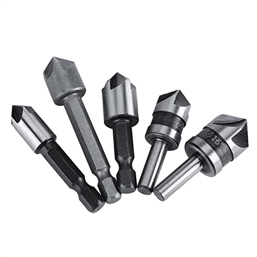 KIMISS 5pcs Hochgeschwindigkeits -Stahl -Countersink Bohrer Set 5 Flötenholzbearbeitungsschneider für Glattes Abgraben und Bohrungen von KIMISS