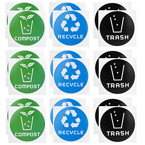 KIMISS 60pcs Umweltfreundliche Müllaufkleber für eine Effektive Abfallsortierung - Kompost-, Recycling- und Müllabziehbilder für Dosen und Mülleimer von KIMISS