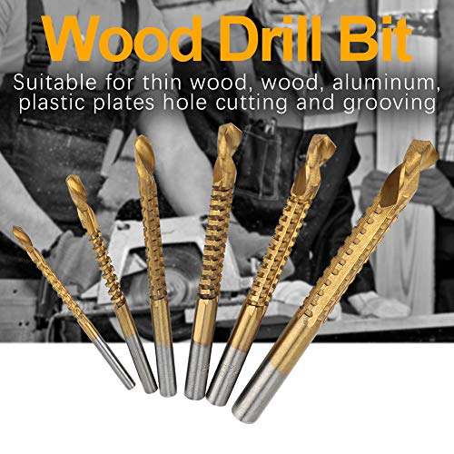 KIMISS 6pcs HSS Titanschichtbeschichtete Bohrbit für Holzbearbeitung - M Bis 8 Mm Größen Zum Bohren in Holz, Aluminium und Kunststoff von KIMISS