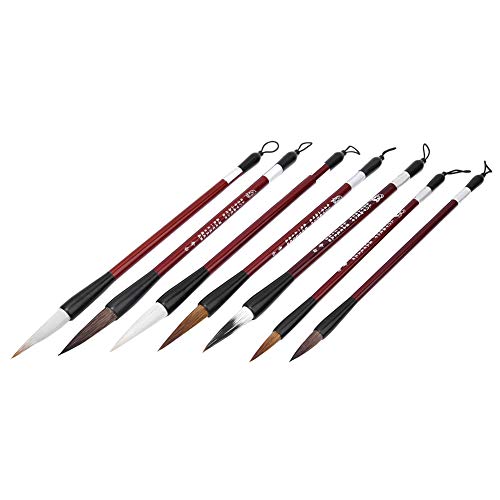 KIMISS 7pcs Wiesel Haar Chinesische Kalligraphiebürste, Schreiben von Pinselholzhandle Big Calligraphy Pinsel Stift Tinta Sumi e Chinesische Aquarellpinsel & von KIMISS