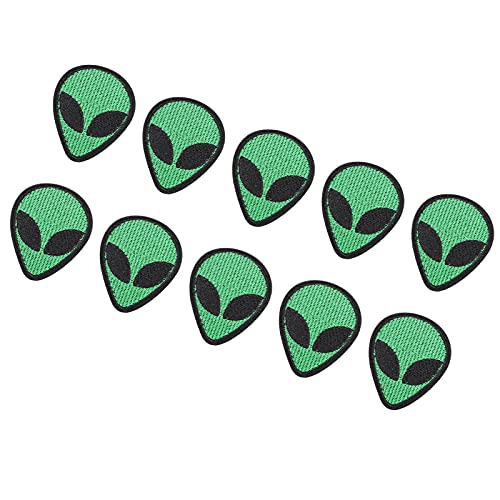 KIMISS Alien Head Patch Decorative Stoffaufkleber - 10pcs Bestickte Patch für Kleidung, Niedliche Cartoon Applique Abzeichen - Kunst, Handwerk und Nähen von KIMISS