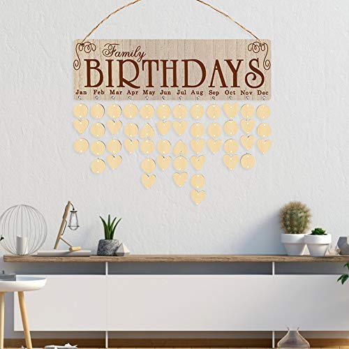 KIMISS DIY -Holzkalender -Wandhängeverzierung Stylish Birthday Reminder Board für Wohnkultur mit Europäischem Design von KIMISS