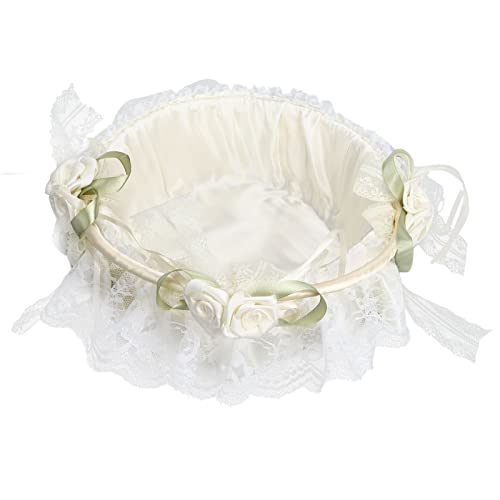KIMISS Eleganter Hochzeit Weißer Blumenkorb mit Spitzenkante - für Blumen- und Hochzeitsfotografie Requisiten von KIMISS