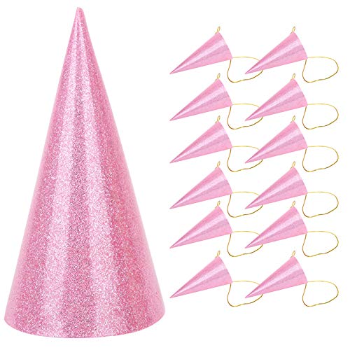 KIMISS Kegelgeburtstagshüte für - Glitzerparty -Hüte Dekoration Vorräte in Gold, Silber und Pink Ideal für Geburtstagsfeiern und Feierlichkeiten (PINK) von KIMISS