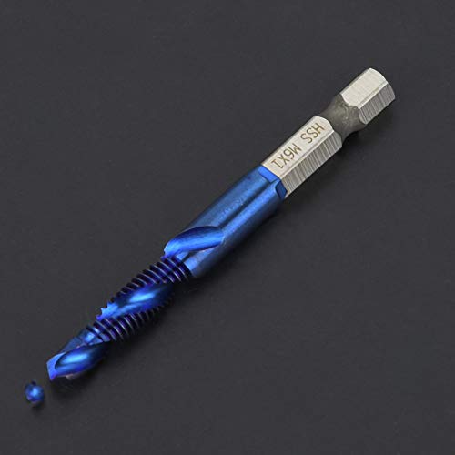 KIMISS Kombination TAP -Bohrer Bit Set - M6 Hex Shank HSS Tipp für Metall, Aluminium, Eisen 6,35 Mm Hex Shank Tippwerkzeug (Hochgeschwindigkeitsblau blau m6 Single) von KIMISS