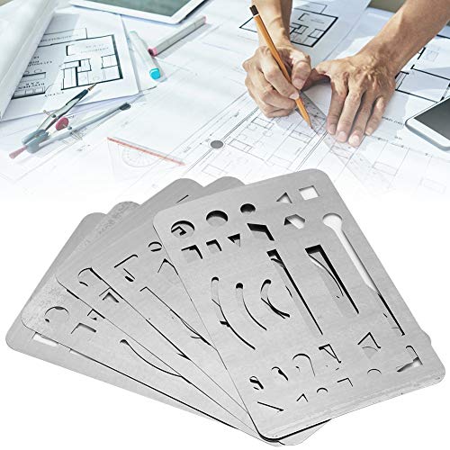 KIMISS Löschen des Schildzeichnungsvorlagenlineers 10PCS 27 Löcher - Entwurfstools für die Mechanische Zeichnung Engineering (Edelstahl) von KIMISS