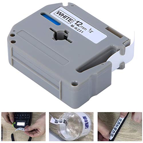 KIMISS M-K231 Compatible Label Maker Tape für PT-65 PT-70 PT-80 | 12mm Schwarz auf Weißes Etikettband | Hohe Haltbarkeitsfunktionen von KIMISS